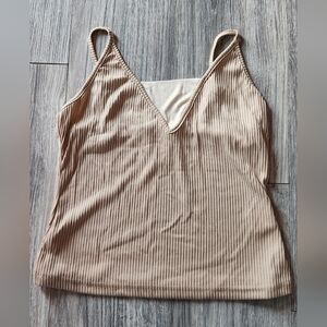 SHEIN Beige Ribbed Knit Top